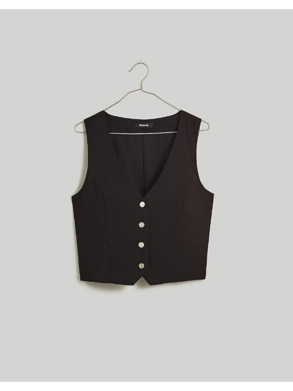 Madewell Katrina Crop Vest Top In Soft Drape True Black Size 10 NWT